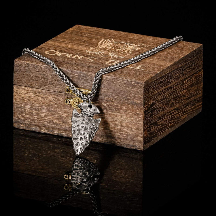 Collar de punta de lanza vikinga - Símbolo de Vegvisir Collar de punta de lanza vikinga - Símbolo de Vegvisir