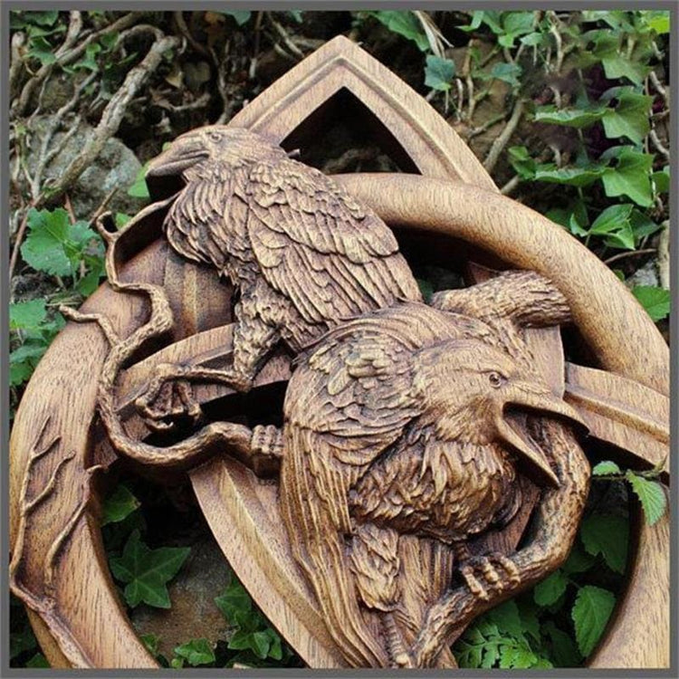 Decoración mural de madera Hugin et Munin Decoración mural de madera Hugin et Munin