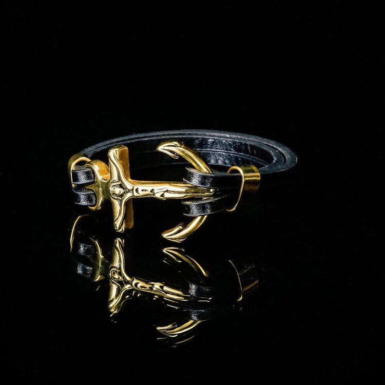 Pulsera vikinga ancla de barco cristiana en cuero Pulsera vikinga ancla de barco cristiana en cuero