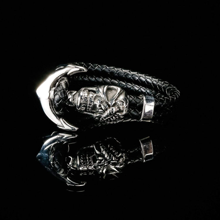 Pulsera de cuero con forma de calavera vikinga Pulsera de cuero con forma de calavera vikinga