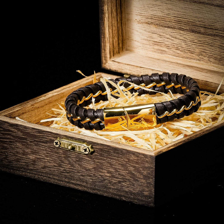 Pulsera vikinga de precisión en cuero trenzado Pulsera vikinga de precisión en cuero trenzado