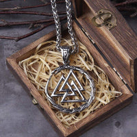 Collar Valknut con dragón guardián de las almas Collar Valknut con dragón guardián de las almas