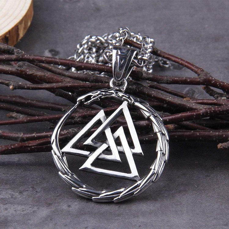 Collar Valknut con dragón guardián de las almas Collar Valknut con dragón guardián de las almas