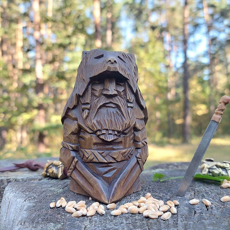 Estatuilla vikinga de madera de dioses nórdicos Estatuilla vikinga de madera de dioses nórdicos