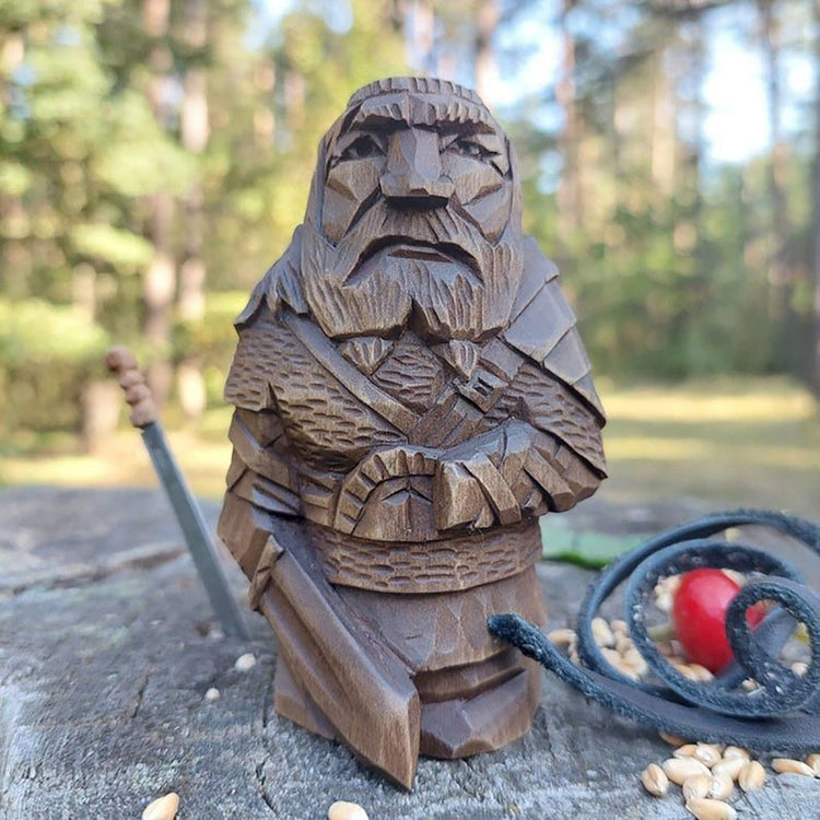 Estatuilla vikinga de madera de dioses nórdicos Estatuilla vikinga de madera de dioses nórdicos