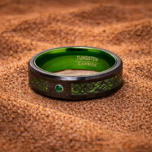 Bague symbolique Bague de Jarl "Forêt de Kattegat" en Tungstène - Odins Hall