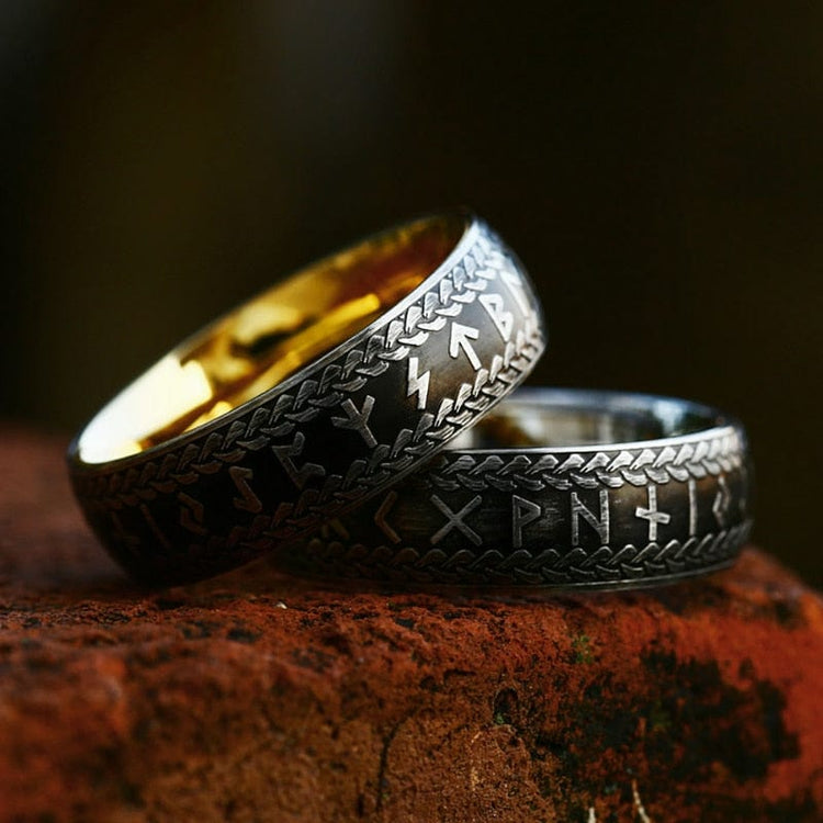 Anillo vikingo "Anillo de Midgard trenzado con runas