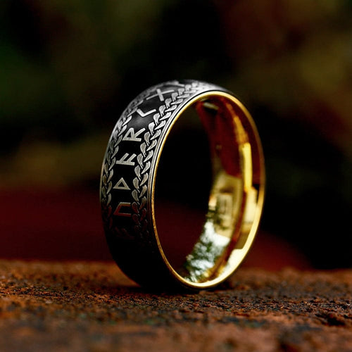 bague Bague Viking "Anneau de Midgard Tressé de Runes" 7 / Style B - Odins Hall