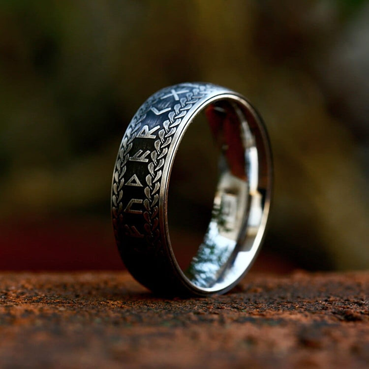 Anillo vikingo "Anillo de Midgard trenzado con runas