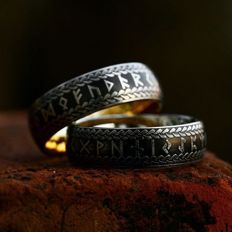 Anillo vikingo "Anillo de Midgard trenzado con runas