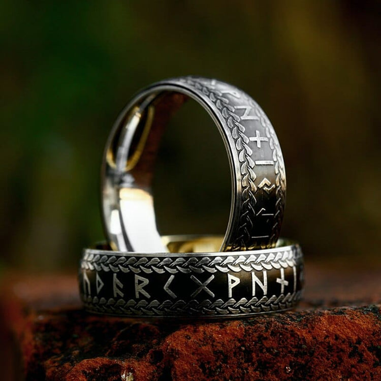 Anillo vikingo "Anillo de Midgard trenzado con runas