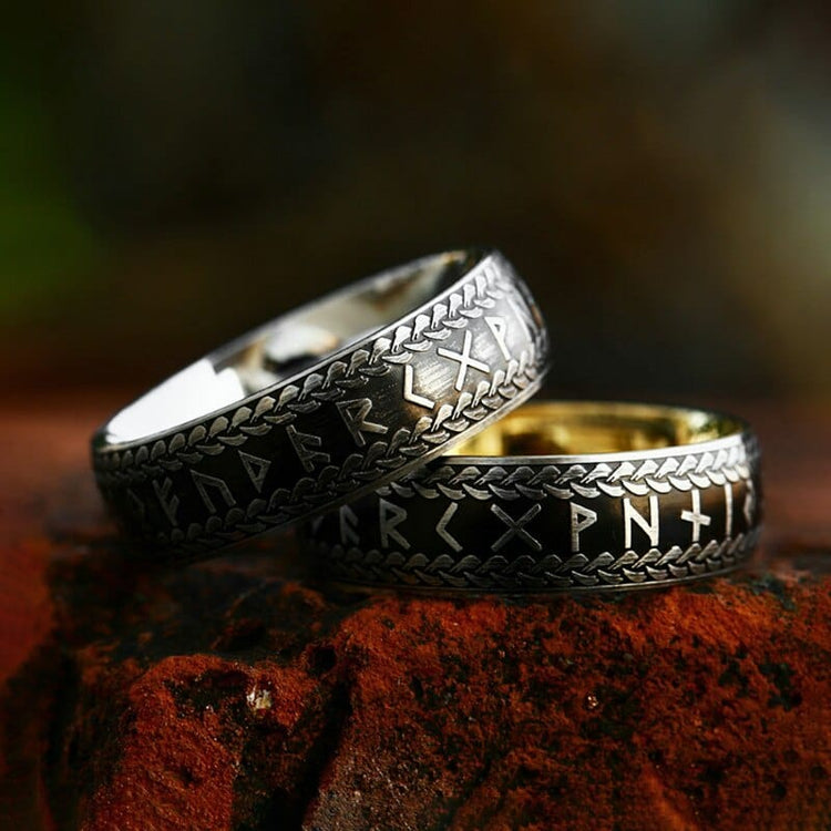 Anillo vikingo "Anillo de Midgard trenzado con runas