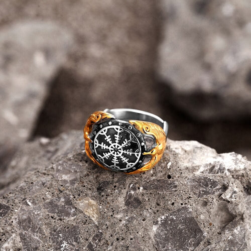 bague Bague Viking - Corbeaux Gardiens du Vegvisir - Odins Hall