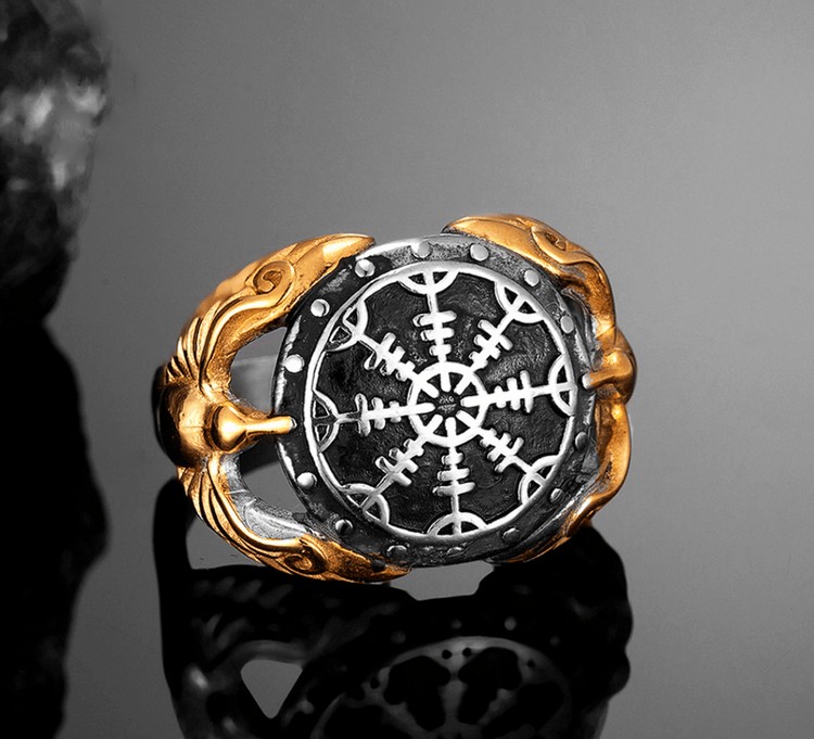 Anillo vikingo - Vegvisir Guardian Ravens