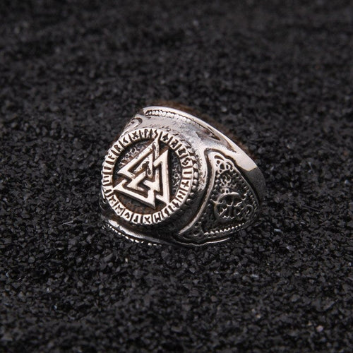 bague Bague Viking en Argent Sterling 925 - Pouvoir du Valknut - Odins Hall