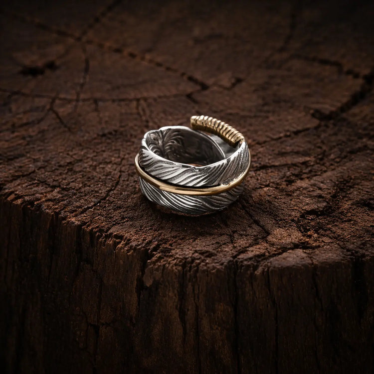 Anillo vikingo - Las Alas de Huginn y Muninn