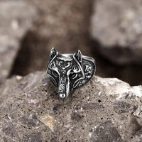 Anillo vikingo Máscara de Fenrir