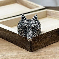 Anillo vikingo Máscara de Fenrir