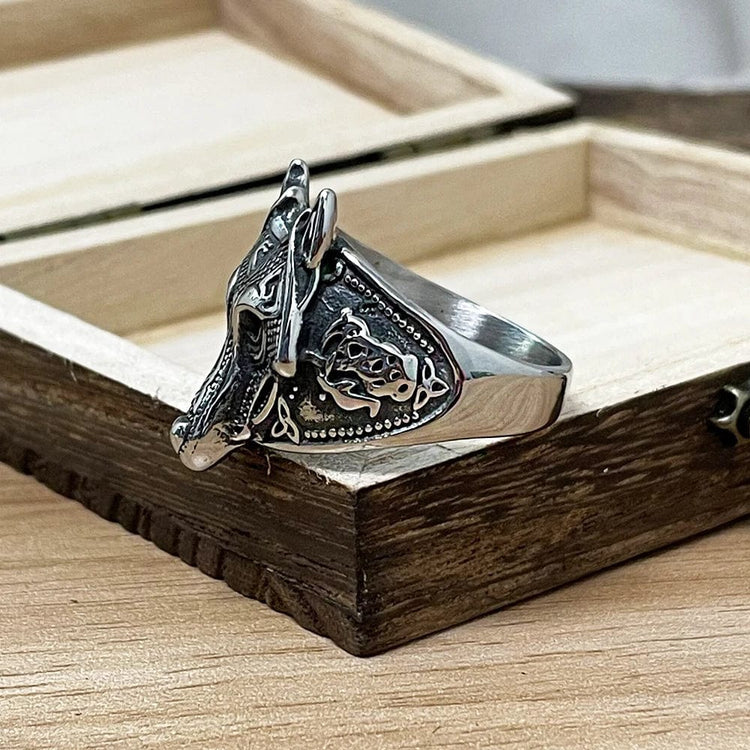 Anillo vikingo Máscara de Fenrir