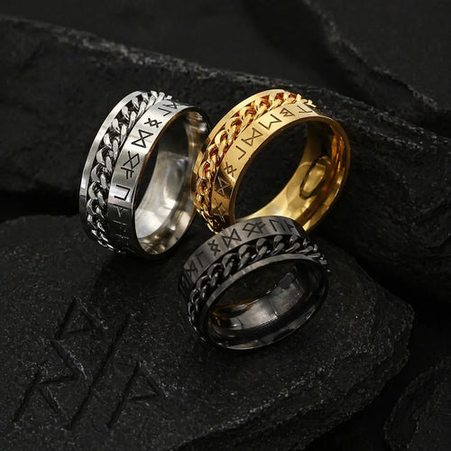 Bague symbolique Bague Viking moderne - runes sacrées - Odins Hall