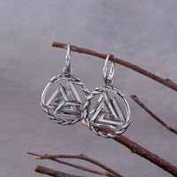 Pendientes Valknut de acero inoxidable