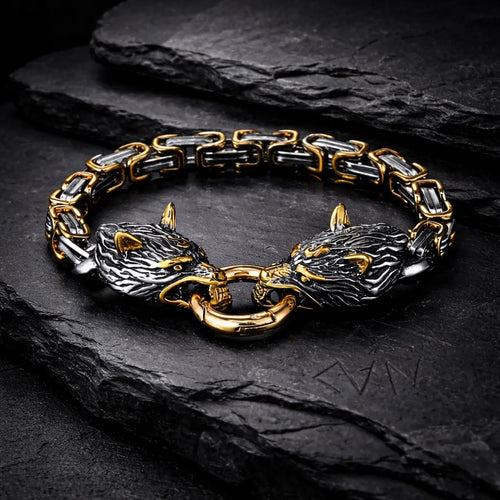 Bracelet viking Bracelet Loup Géant Doré - Fenrir - Odins Hall