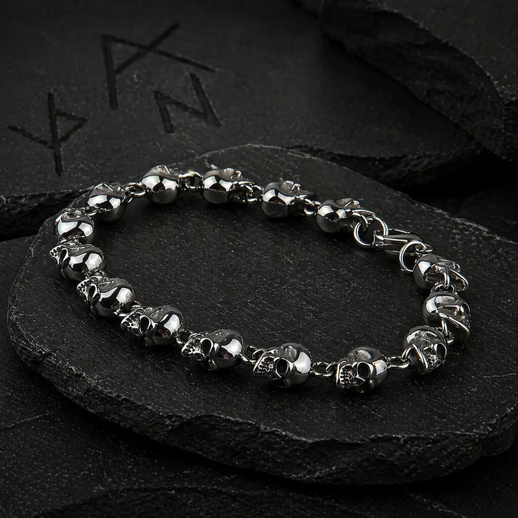 Pulsera Vikingo Cabeza de Calavera en Cadena