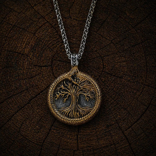 Collier nordique Collier arbre sacré d'Yggdrasil avec Jörmungand - Odins Hall
