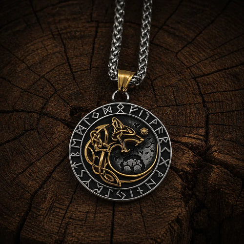 Collier nordique Collier Loup Géant Doré - Fenrir - Odins Hall