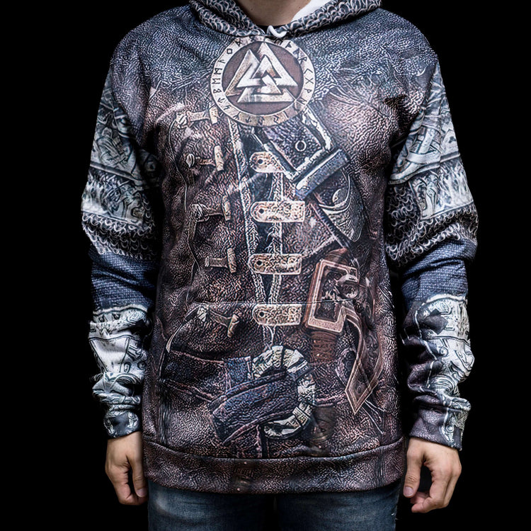 Sudadera vikinga con capucha \"Valhalla Armour Hoodie