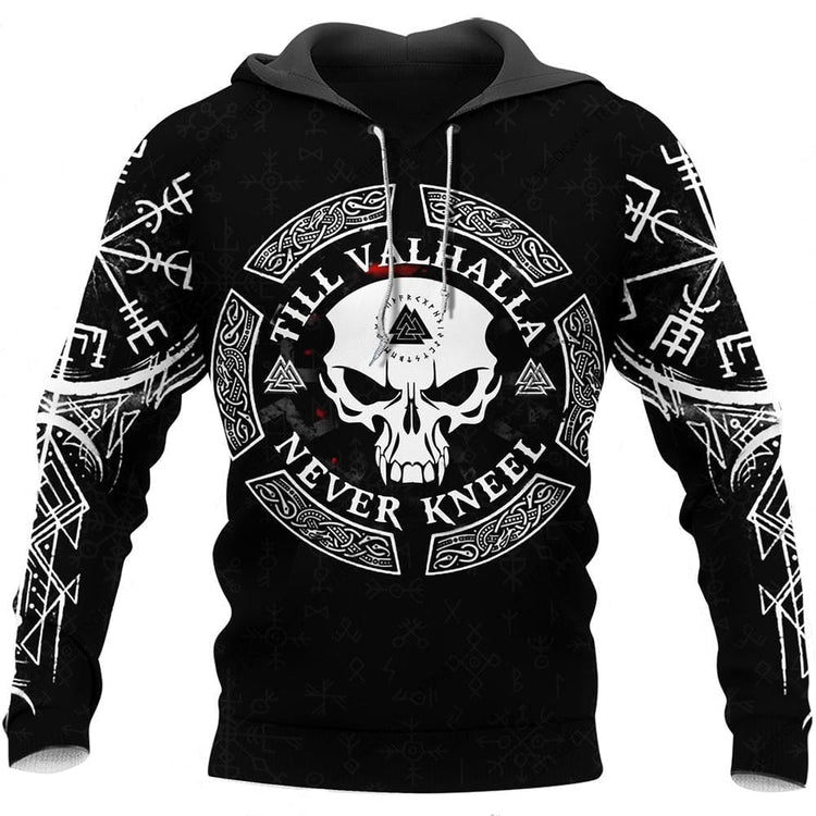 Sudadera vikinga con capucha \"Warrior Skull Hoodie - Journey to Valhalla