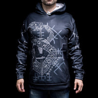 Sudadera con capucha vikinga Infinity Ouroboros y Vegvisir