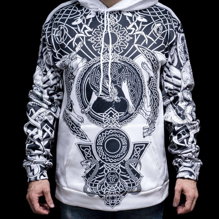 Sudadera vikinga con capucha "Northern Wolf Hoodie - Viking Emblems