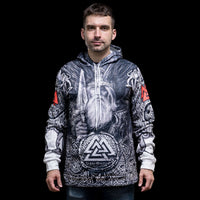 Sudadera vikinga con capucha Mjöllnir y Valknut