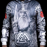 Sudadera vikinga con capucha Mjöllnir y Valknut