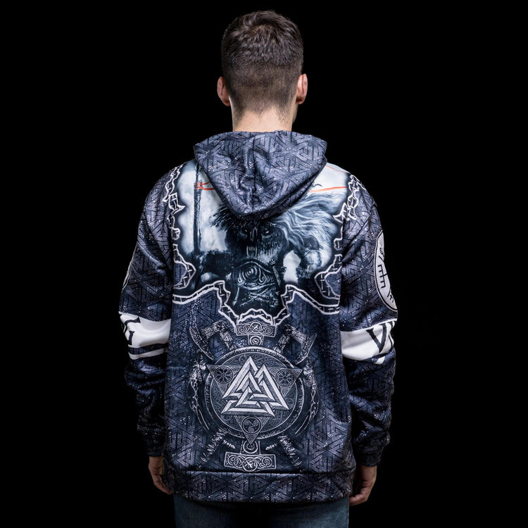 Sudadera con capucha Odín y Gungnir - The Axes of Valknut" Viking Hoodie