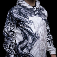 Sudadera vikinga con capucha Ouroboros enfurecido - Círculo de Batalla