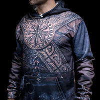 Sudadera vikinga con capucha \"Vegvisir, la brújula del guerrero