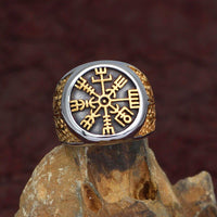 Anillo de brújula vikingo y árbol de la vida