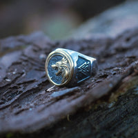 Anillo de cabeza de lobo Viking - acero inoxidable