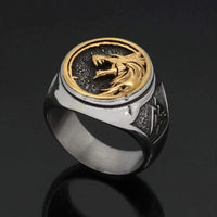 Anillo de cabeza de lobo Viking - acero inoxidable