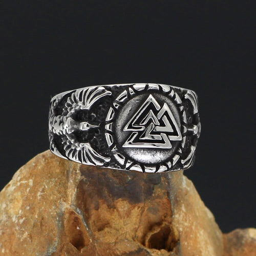 Bague Bague Valknut porté par les corbeaux d'Odin - Odins Hall