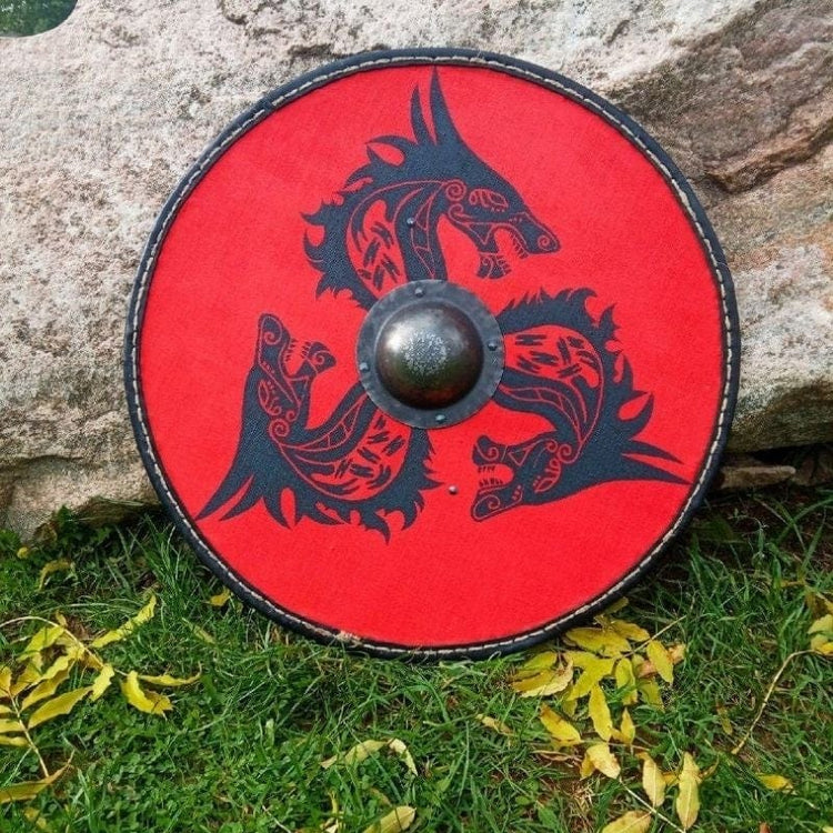 Escudo vikingo Fenrir rojo