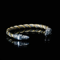 Pulsera de lealtad vikinga - Cuervos de Odín Oro y Plata