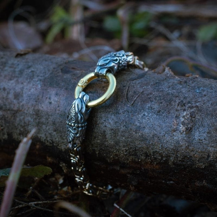 Pulsera cabeza de serpiente de oro | Acero inoxidable