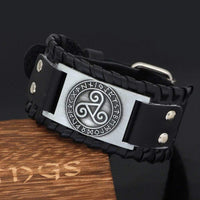 Pulsera de cuero Triskele Breton