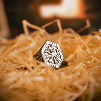 Anillo rúnico vikingo Vegvisir - Acero inoxidable