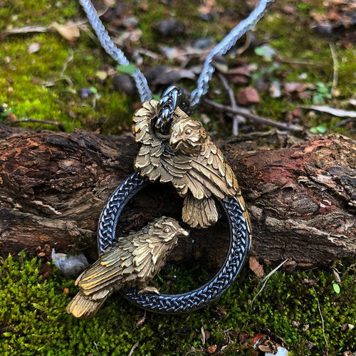 Collier Collier corbeaux messagers d'Odin en acier inoxydable - Odins Hall