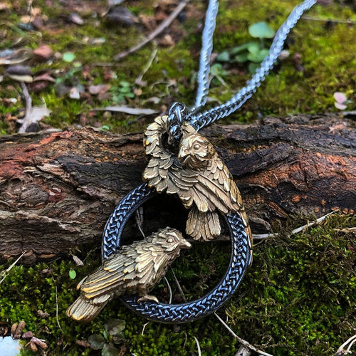 Collier Collier corbeaux messagers d'Odin en acier inoxydable - Odins Hall