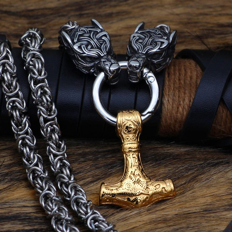 Collar de poder de Mjolnir y protección para Freki y Geri.